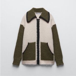 ZARA- Zip-up Combination Cardigan